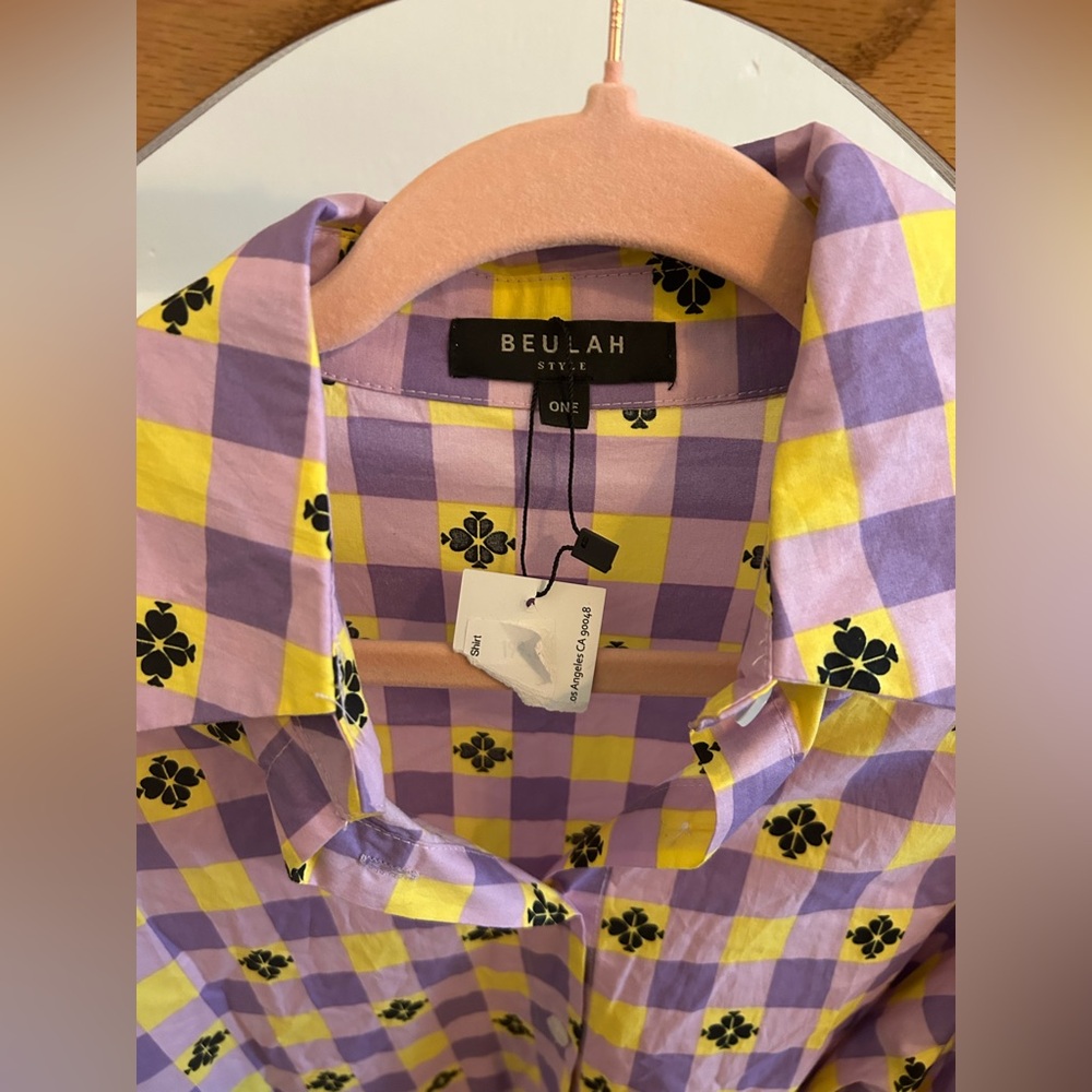 Purple and Yellow Checkered Women's Top by Beulah - Picture 2 of 5